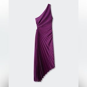 Mango Asymmetrical Pleated Dress - Purple, Size 4